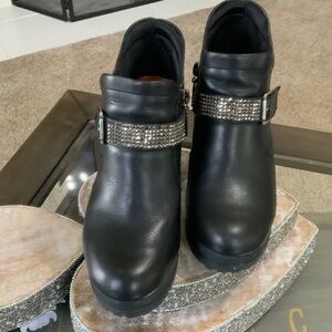 Harley-Davidson Black Heeled Boots with Studded Strap